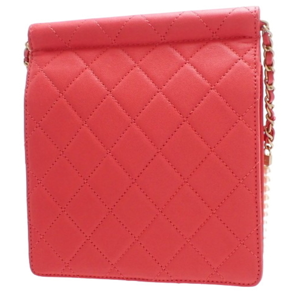 Chanel Mark Shoulder Matelasse Chain Bag Red Lambskin Pearl Coco - Picture 1 of 6